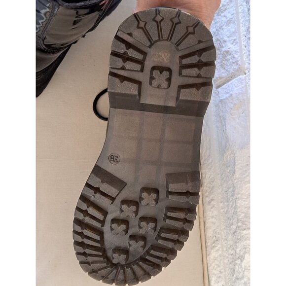 Gothic Platform Combat Patent Lace-Up Platform Boots Black Womens 7.5 Chunky - Picture 6 of 10